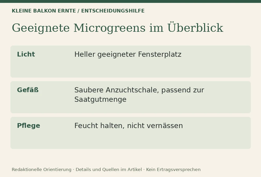 Microgreens auf der Fensterbank: Entscheidungshilfe