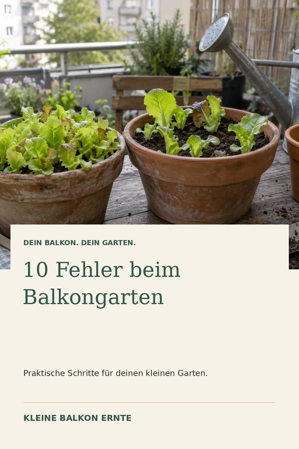 Pinterest-Grafik: Die 10 häufigsten Anfängerfehler im Balkongarten – Variante 1