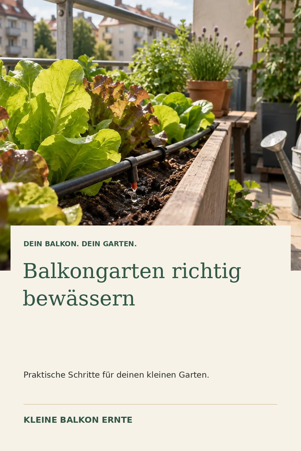 Pinterest-Grafik: Balkongarten bewässern: Systeme und einfache Lösungen – Variante 1