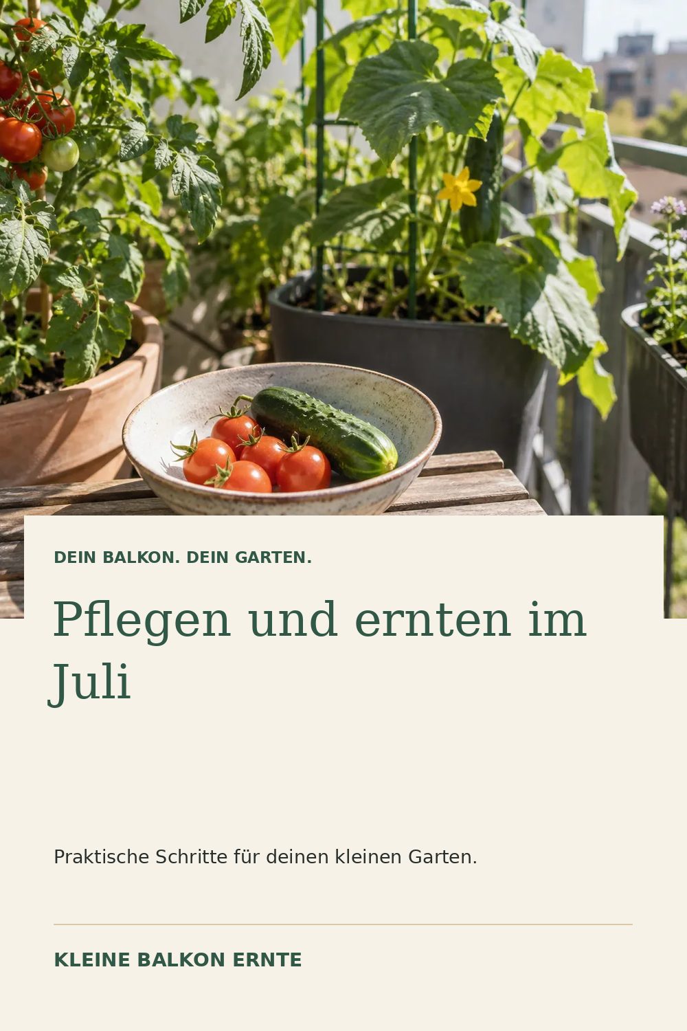 Pinterest-Grafik: Balkongarten im Juli – Variante 1