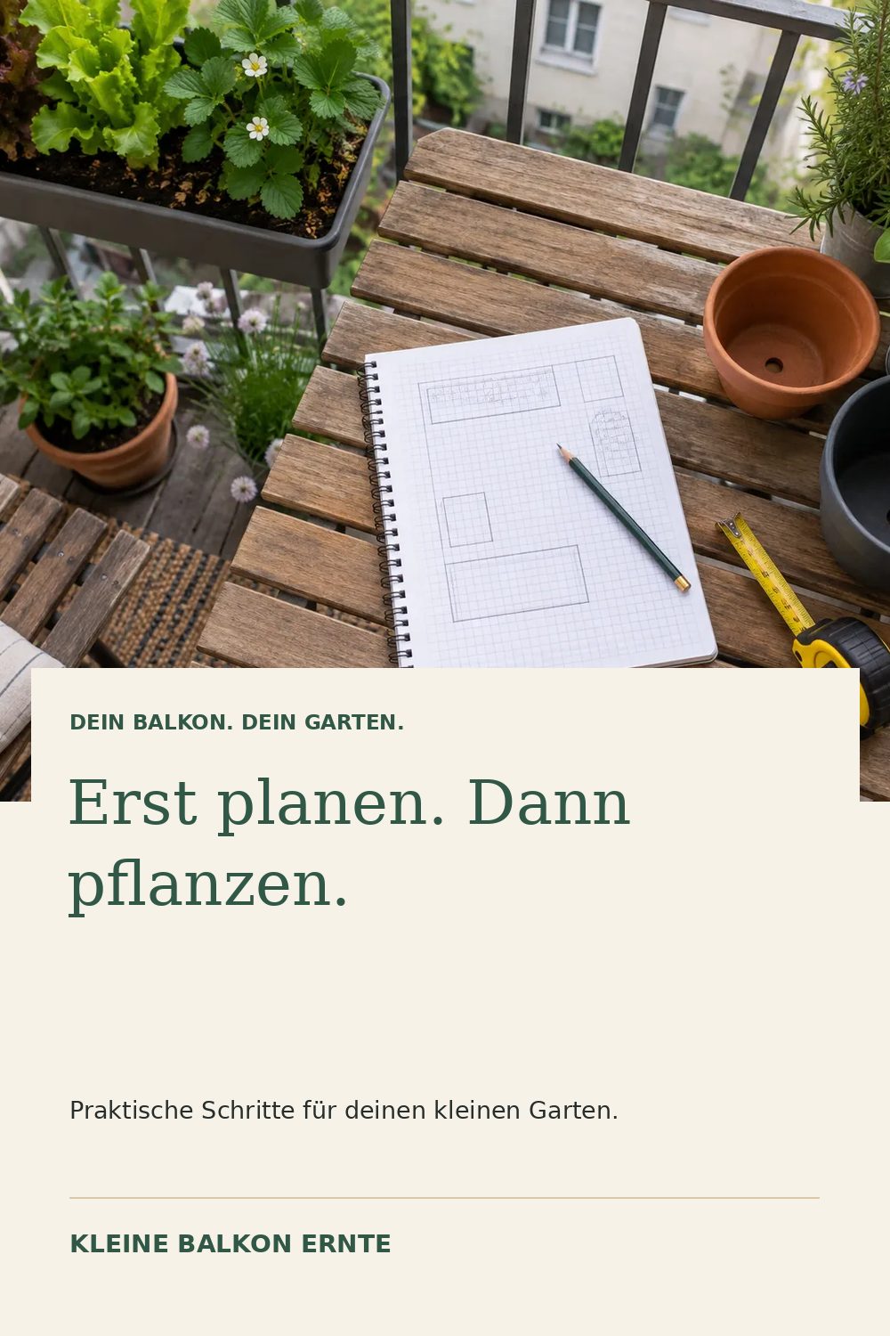 Pinterest-Grafik: Balkongarten planen: Schritt für Schritt – Variante 1