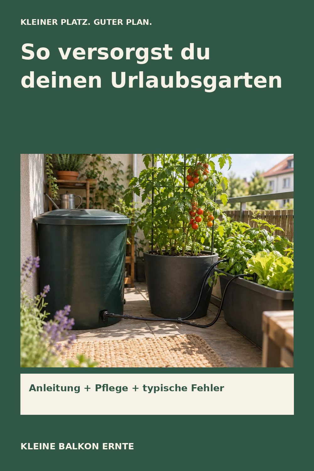 Pinterest-Grafik: Balkongarten während des Urlaubs bewässern – Variante 2