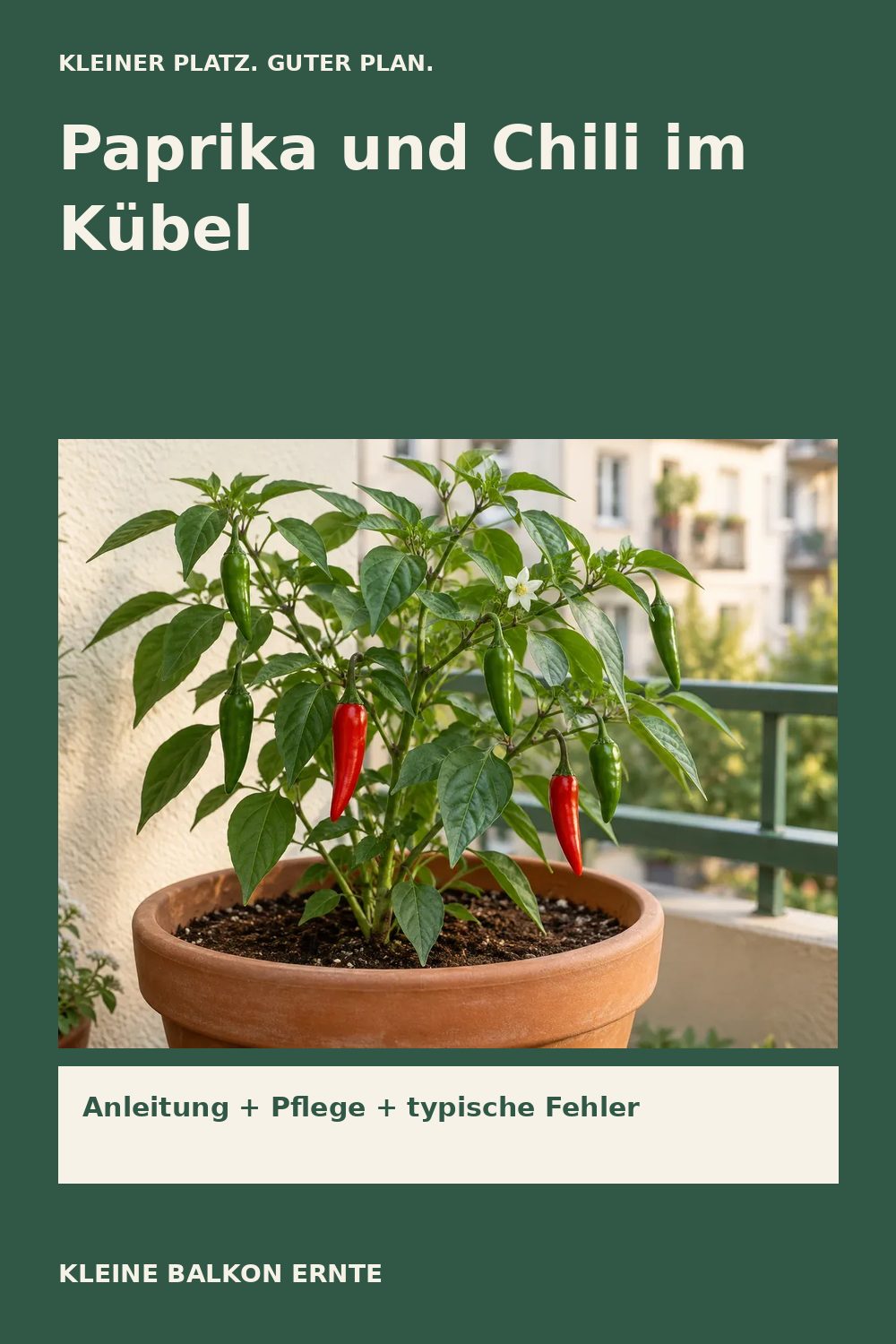 Pinterest-Grafik: Paprika und Chili auf dem Balkon – Variante 2