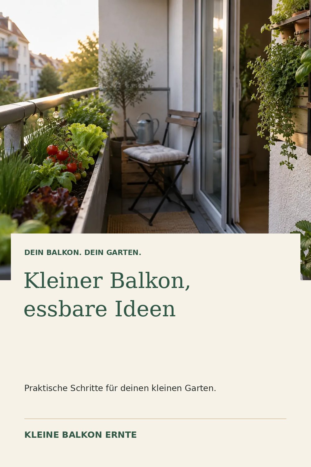 Pinterest-Grafik: Gemüse auf einem sehr kleinen Balkon – Variante 1