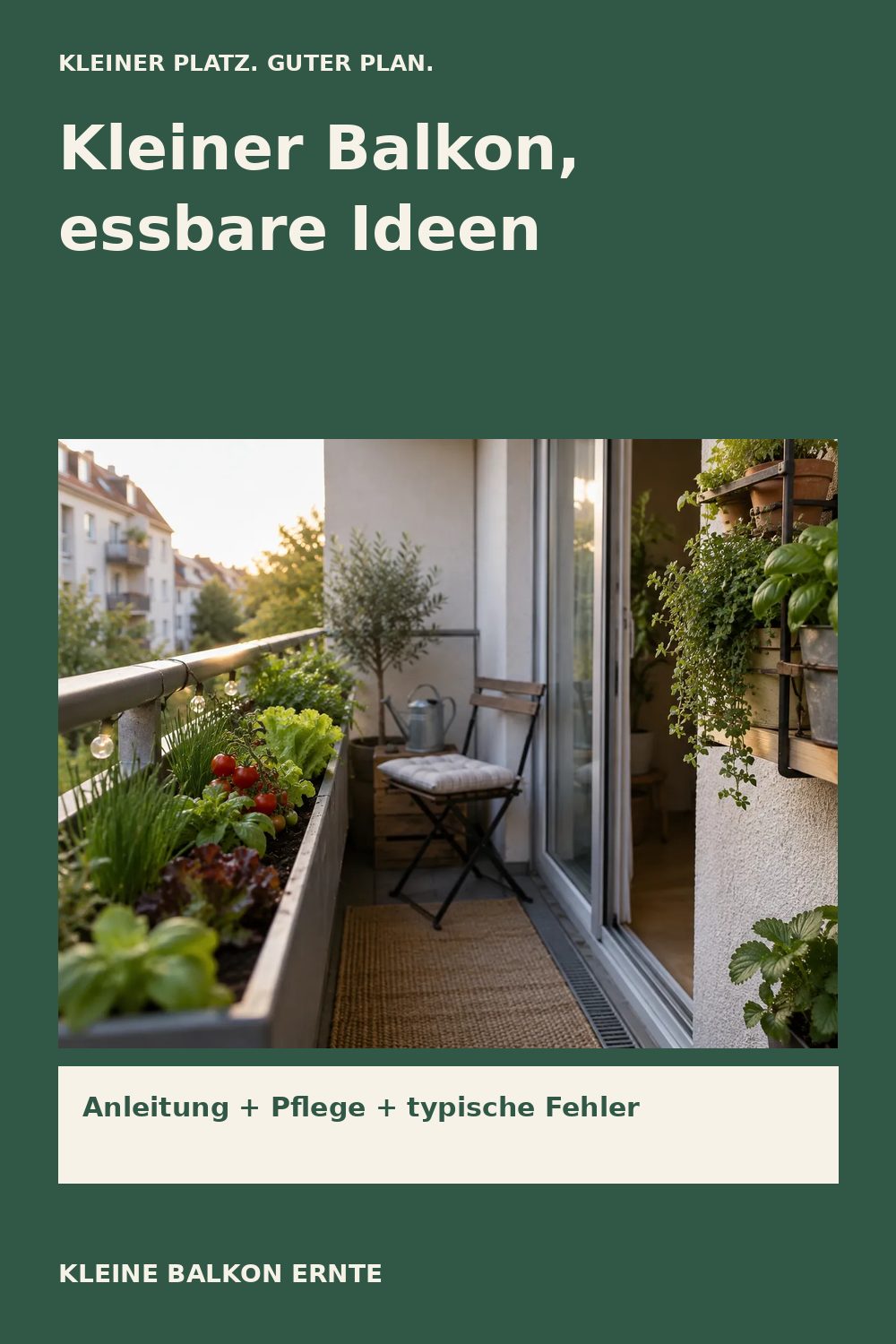 Pinterest-Grafik: Gemüse auf einem sehr kleinen Balkon – Variante 2